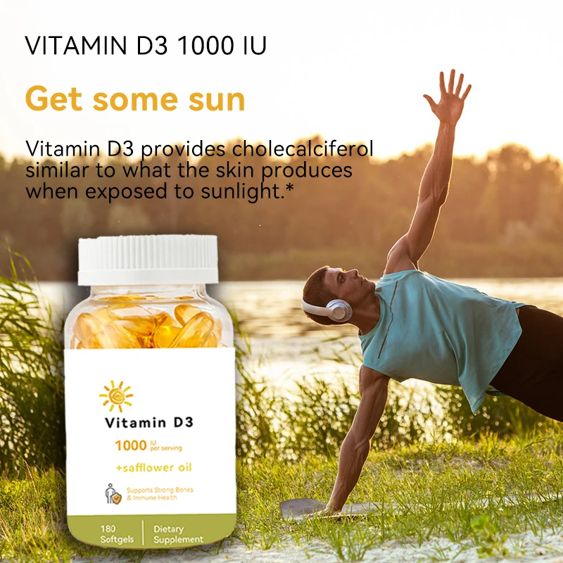 EU STOCK BULK JHD cGMP factory vitamin d3 softgel 1000IU vitamin d3 soft capsules with safflower oil