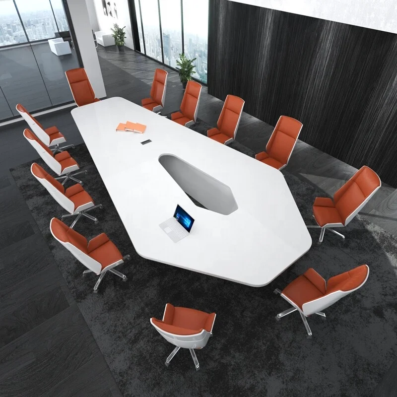 
Modern luxury large big boardroom rectangular 10 person conference table white 