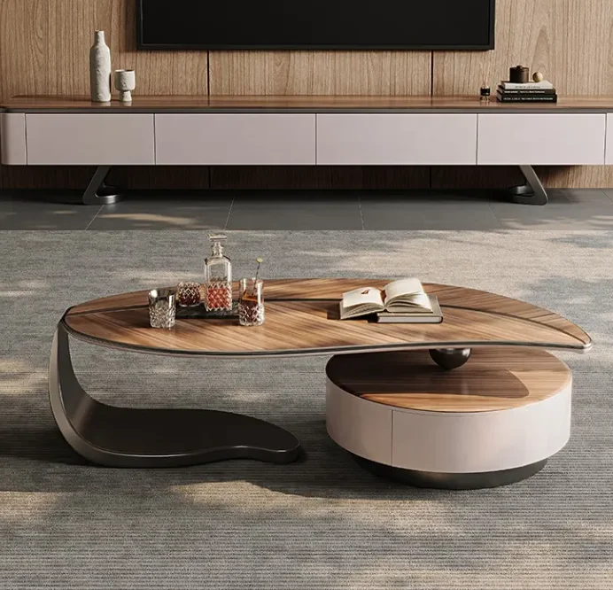 Nordic modern living room furniture palette designer deluxe wooden leaf shape tea table