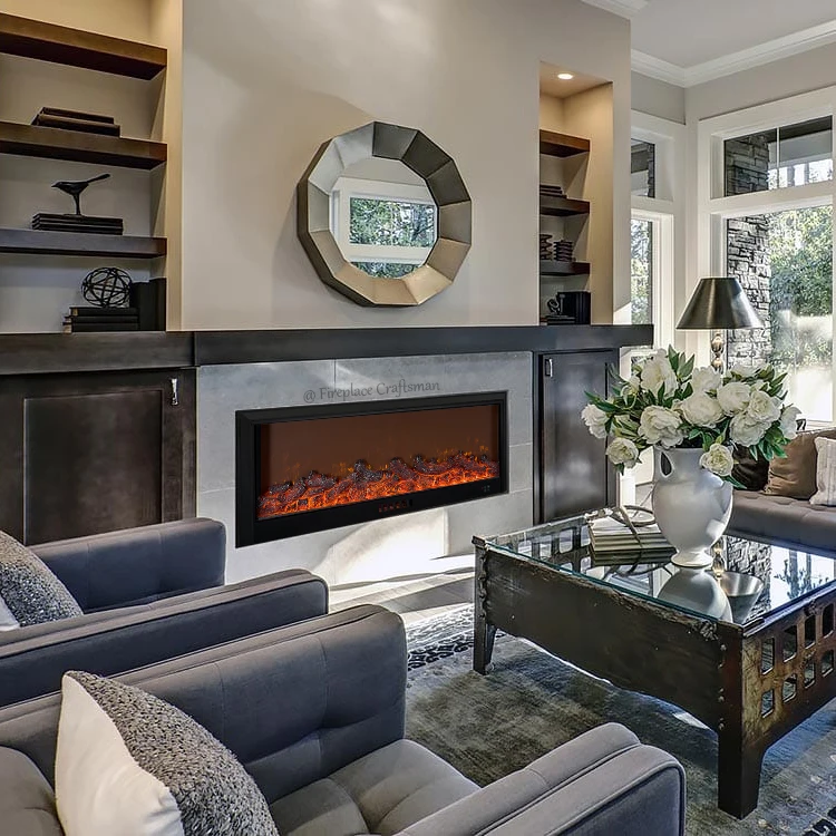 Indoor furniture french style 60 inch wall mounted decor led flame double 2 sided mirrored decorative electric fireplaces insert