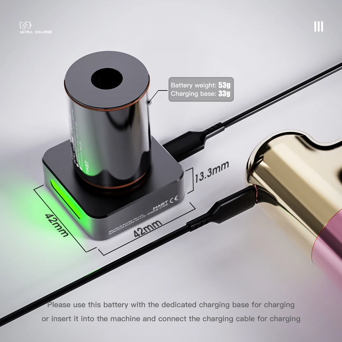 Dragonhawk Mast Fast Charge 1520mAh Tattoo Battery with Charging Base for Mast Archer S Tattoo Pen Machine