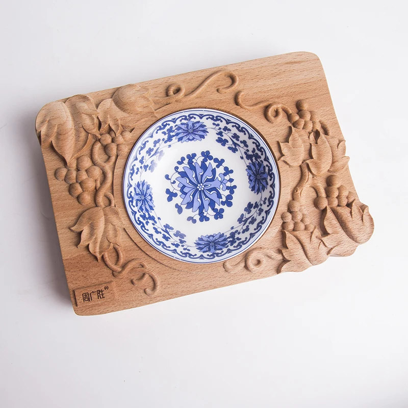 Chinese New Style Low Price Cigar Wood Carved Ashtray For Sale Customization of tableware and wood products