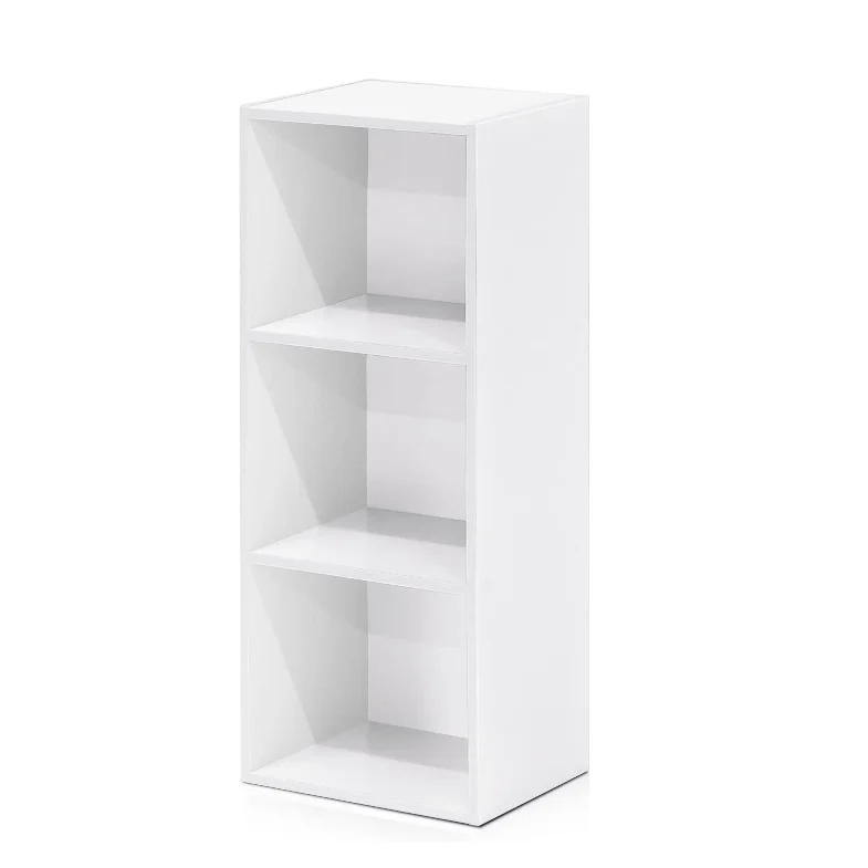 Bookcase White Book Shelf 6 Storage Cubes Unit Tall Freestanding Bookcases for Living Room Bedroom