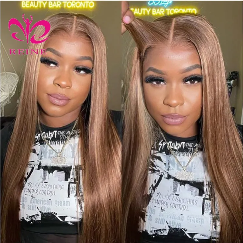 4/27 Blonde Highlight 4x4 Pre Cut HD Lace Quick & Easy Glueless Wig  With Pre Cut Lace Hairline For Black Woman