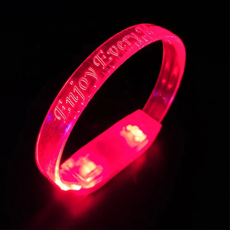 Popular Cheap Price TPU LED Flashing Bracelet Activated By Sound Custom Logo Blue LED Light Up Bracelets For Party
