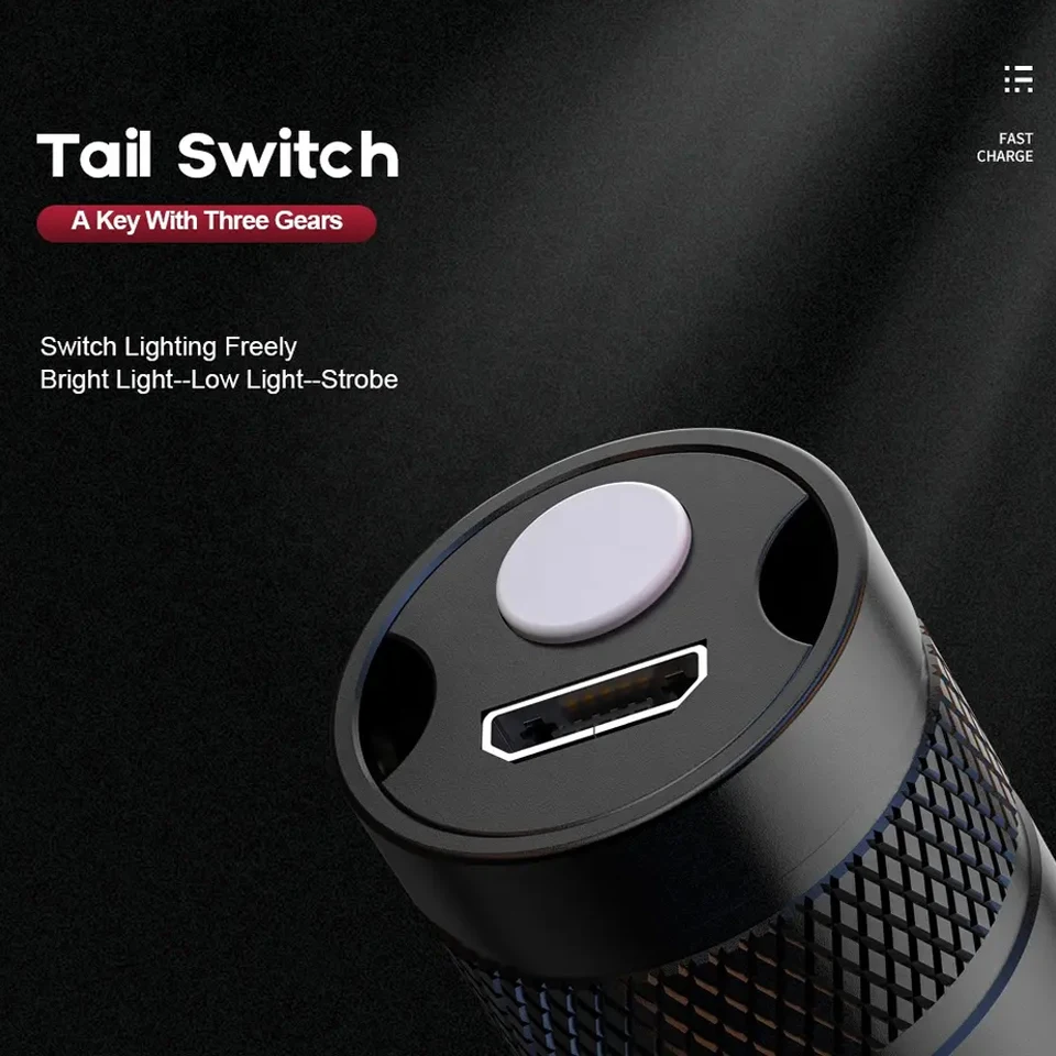 Howlighting Mini Aluminum Alloy Rechargeable Emergency 150lm Flash Light Bright Waterproof Zoomable USB Portable Flashlight