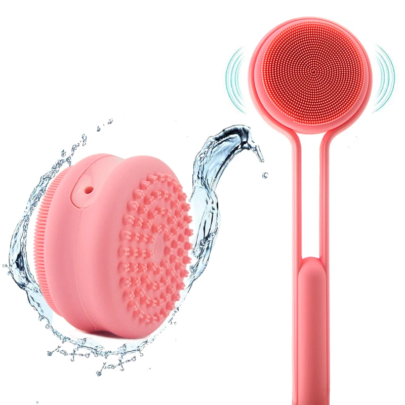 2019 Silicone Bath Brush Long Handle Rotating Shower Massage Brush Electric Silicone Shower Scrubber Back Cleaning