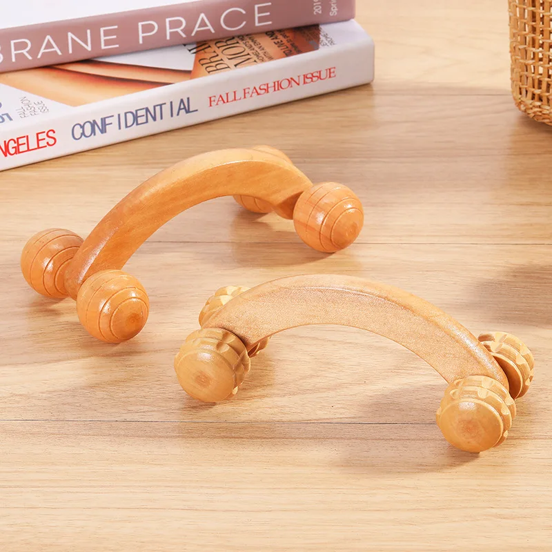 High Quality Back Body Four-wheel Massager car Wood Therapy neck guasha Massage Tools beauty salon Wooden Massage Roller