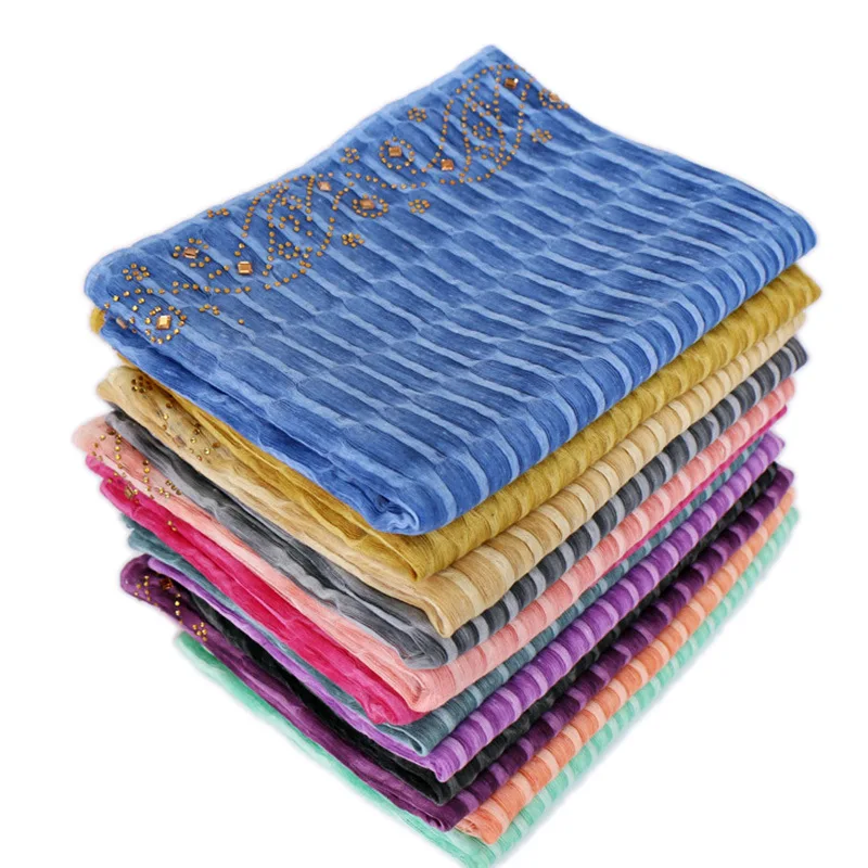 Свежий и дышащий Шелковый шерстяной шарф с бриллиантами грязно окрашенный хлопковый Конопляный горячий бриллиантовый шарф Мусульманский женский модный головной платок