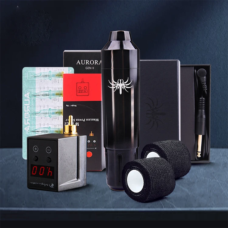High Quality Wireless Power Supply Degradable Pen Sleeves Cartridge Needles Tattoo Grip Bandage Machine Set