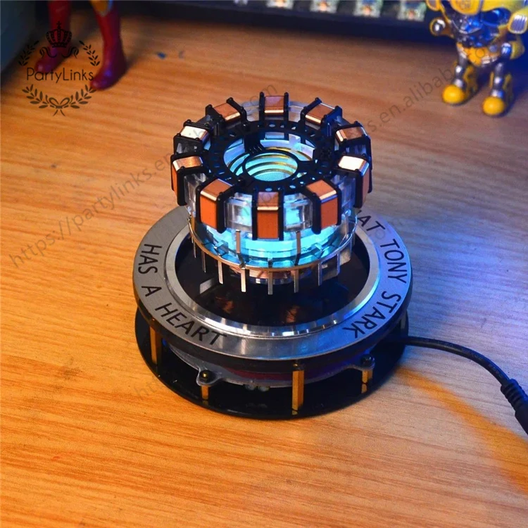Iron Man Metal Maglev MK2 MK1 Model Toys Chest Lamp Super Hero 1:1 Arc Reactor Action Figure Light Arc Desktop Decoration