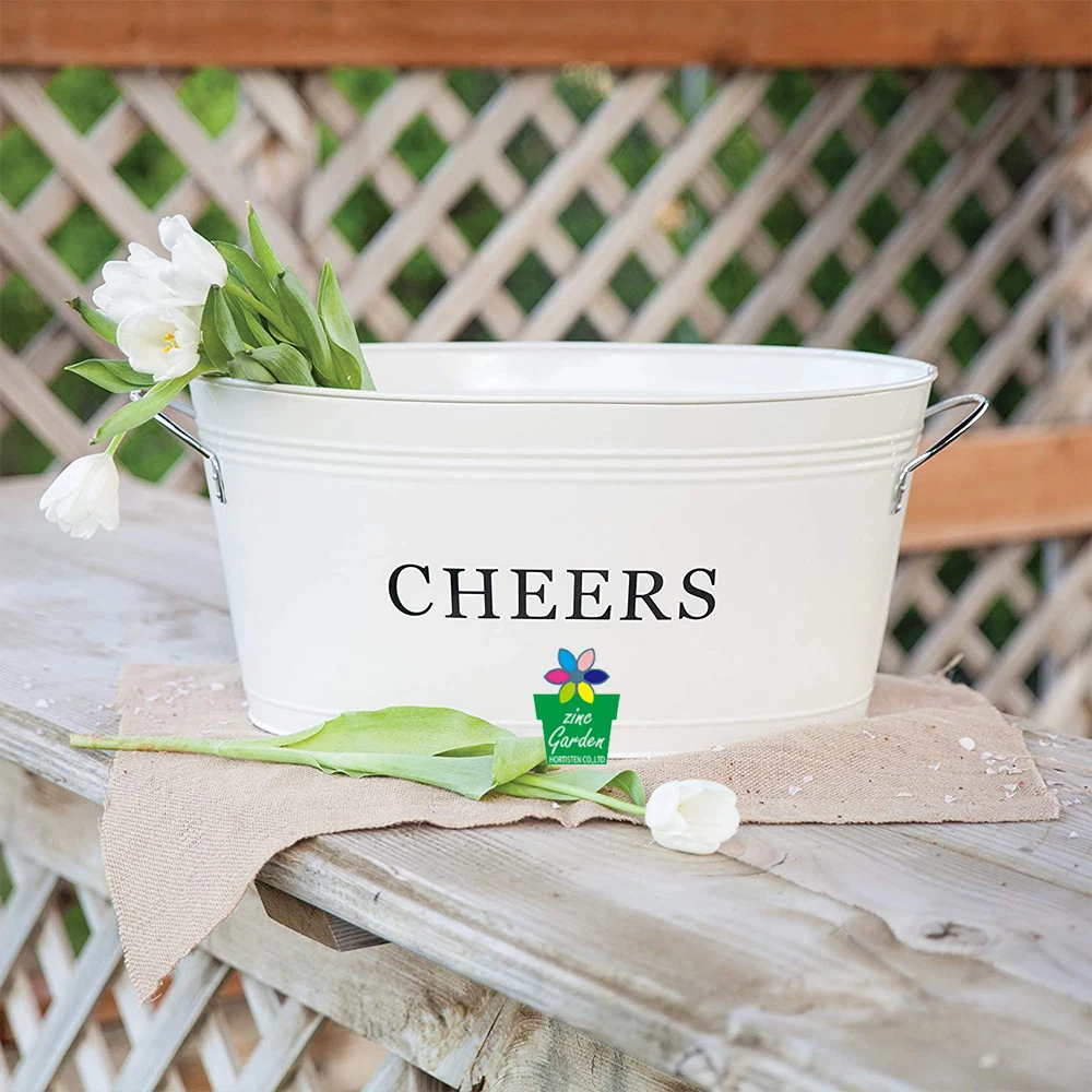 Customized White Color Round Party Beverage Tub Drink Cooler & Ice Bucket Wine Barrel on Summer