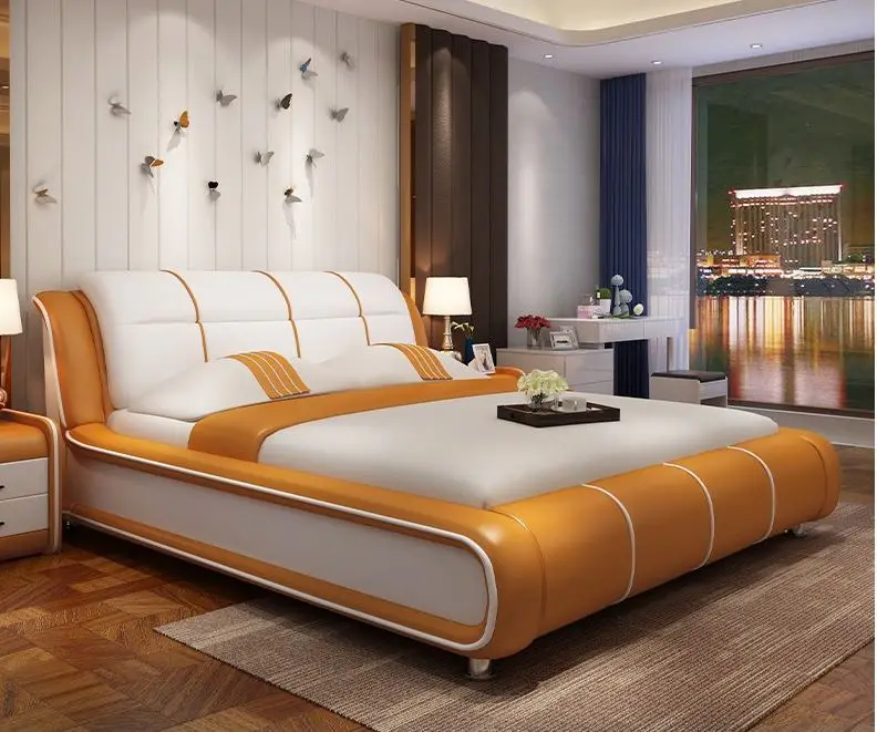 Double bed master bedroom tatami wedding bed imported pine frame + latex mattress + 1 cabinet