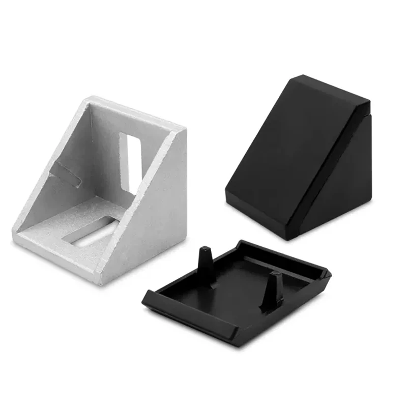 Factory Wholesale Aluminum alloy Die casting Corner Brackets 4040 angle connectors with end caps cover for aluminum profile