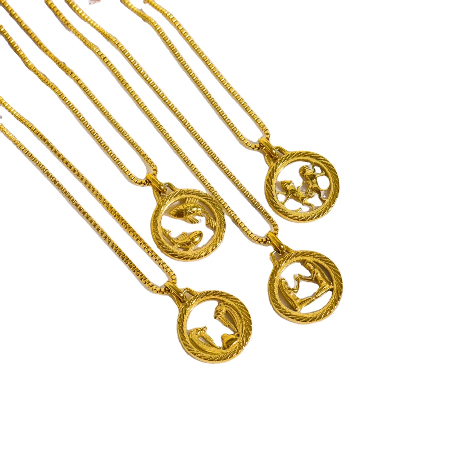 Twelve Zodiac Necklace Hollowed Out Three-Dimensional Balance Eros Arrow Lion Necklace Pendant Necklace Sweater Chain