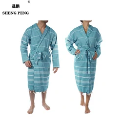 Top Fashion Bath Robe Near Me 100%Cotton Dressing Spa Gown Muslin Cotton 2 Layer Recycled Turkish Bathrobe