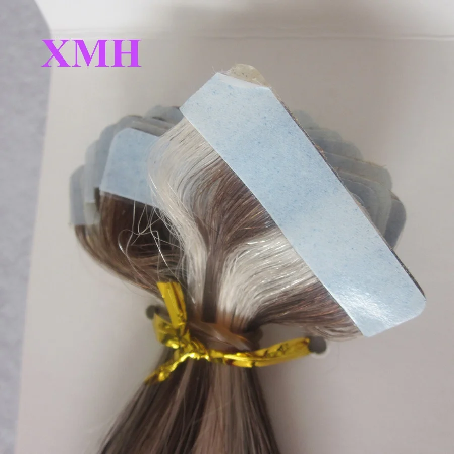 Высококачественные невидимые волосы для наращивания кожи коричневые с светлыми краями