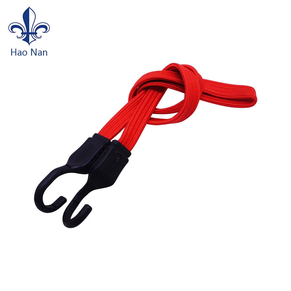 OEM Custom Flat Elastic bungee fitness cord with plastic metal hooks
