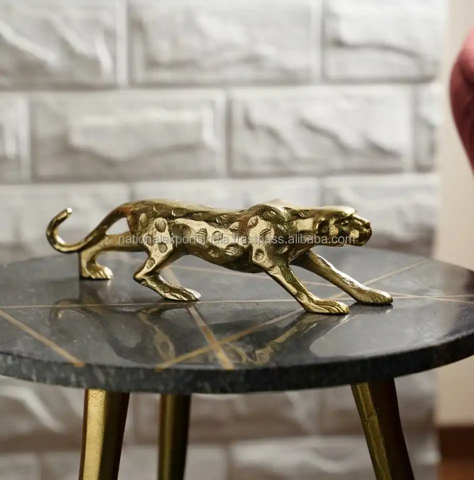 Home Decor Gold Plated Aluminium Panther Christmas   Statue Decoration