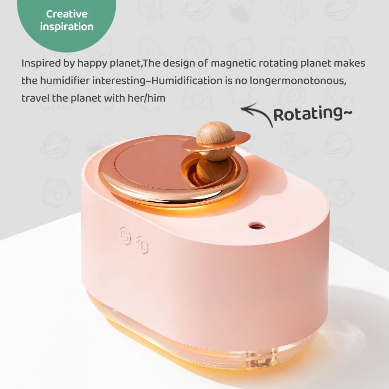 Creative gift rotating planet humidifier car spray humidifier USB mini large capacity cute colorful night light humidifier