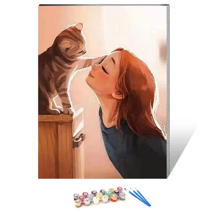 DIY Painting By Numbers Children Cartoon Animals Paint by Number Handpainted Kids Painting Artowrk Gift
