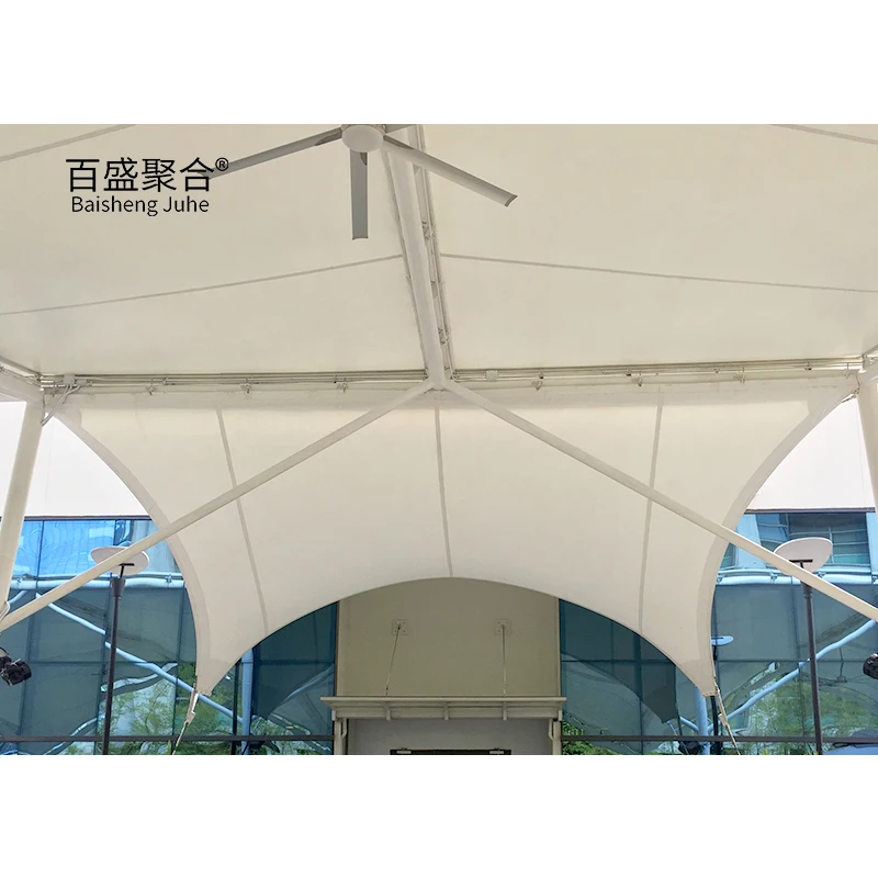 PVDF PTFE ETFE Sunscreen Outdoor Tents Street Cafes Shade Umbrella Tensile Membrane Structure