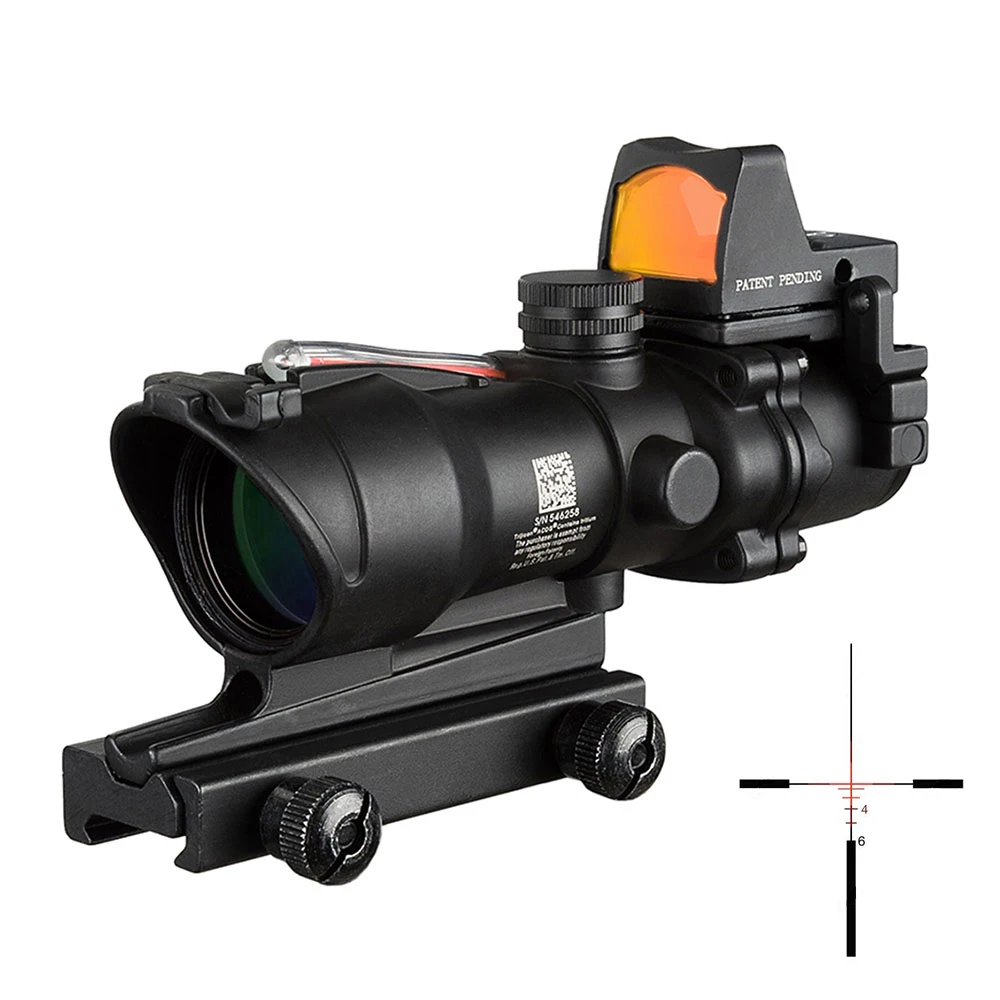  Тактический Оптический прицел из настоящего Красного волокна 4x32 acog оружейный с rmr красная точка для