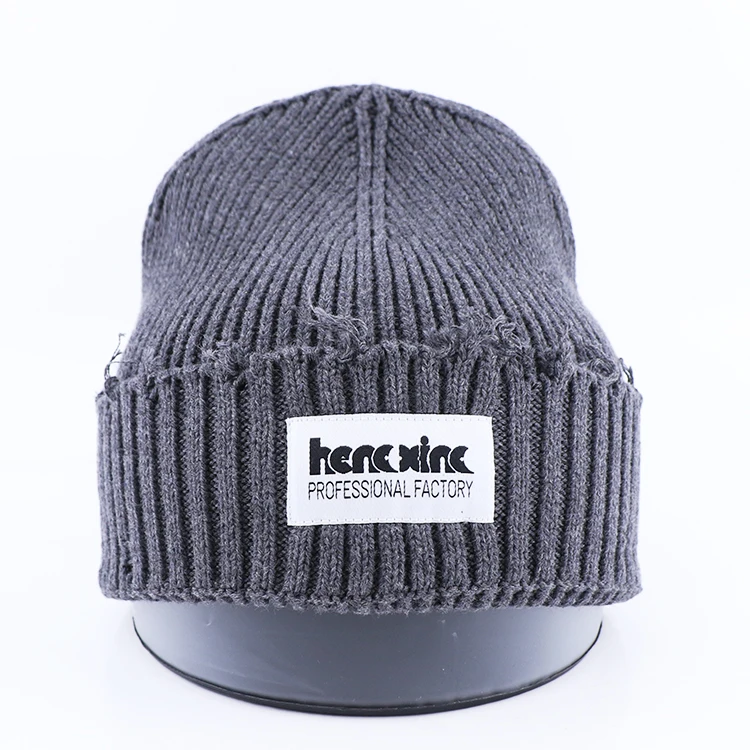 Qianzun New fashion distressed crochet beanie winter hat knitted beanie