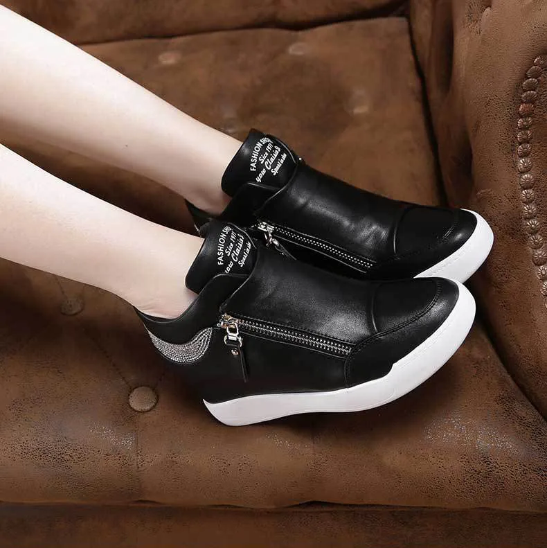 Inner Increase Sneakers Casual Thick Soled High Heel New Stylish High Cut White Shoes for Women