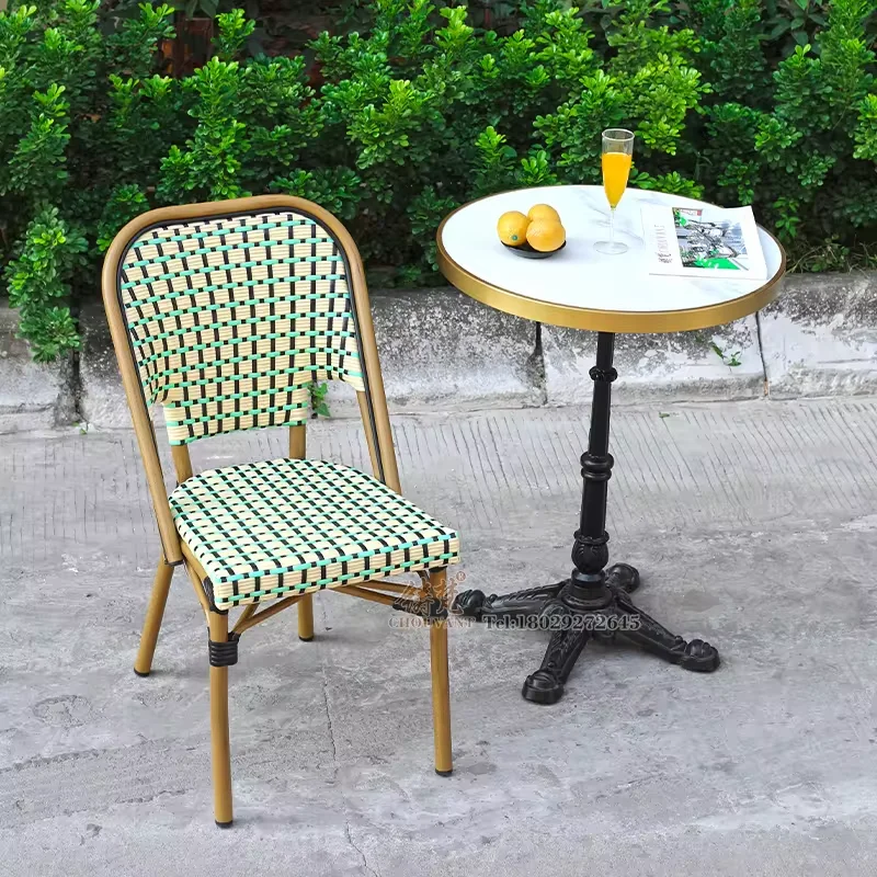 Bistro Chairs Rattan Hotel Restaurant Bar Cafe Patio Garden Chairs Outdoor Villa Home Beach Dining Wicker Bamboo PE