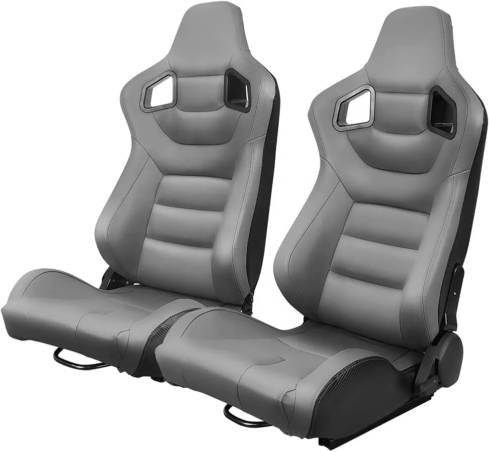 Jiabeir Universal Recaro Gray PVC Leather Carbon Look Leather Back Car Racing Seats With Double Slider