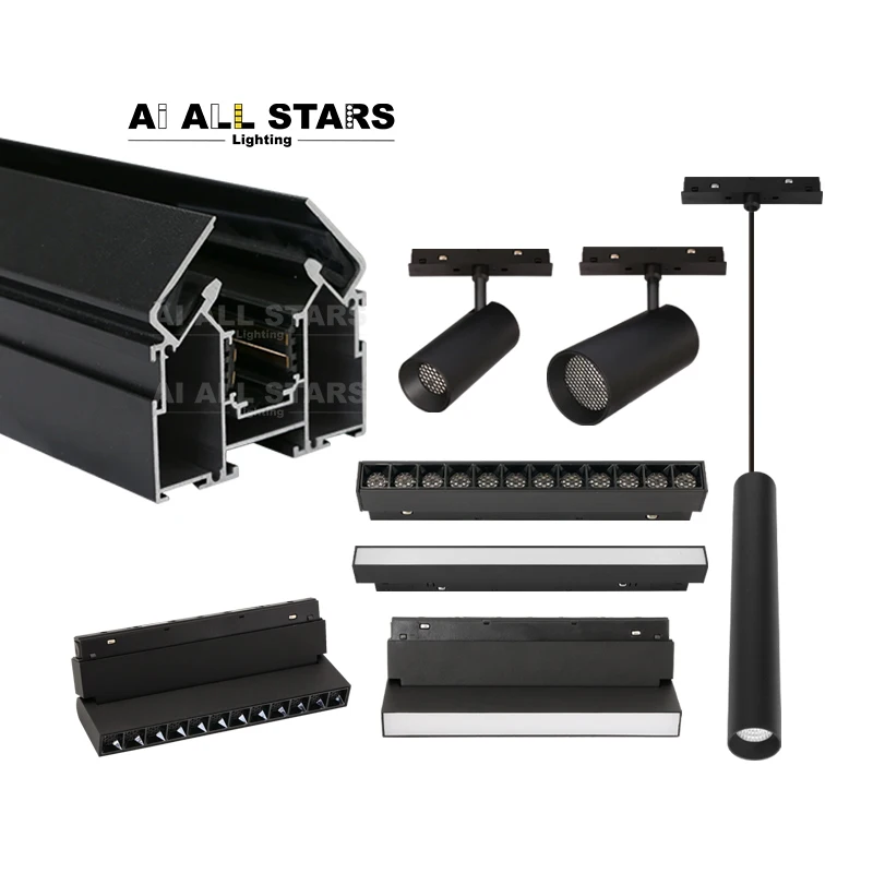 48V Smart Magnetic LED Linear Track Spot Lighting System Magnetic Magnet Rail LED Lamp Magnetic Track Light For Stretch Ceilings