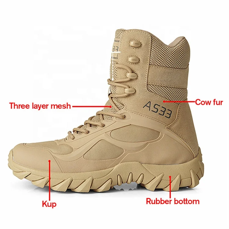 Sturdyarmor ODM Chile Commando Army Side Zipper wear resistant  lightweight Special Forces Military Sand Tactical Boots