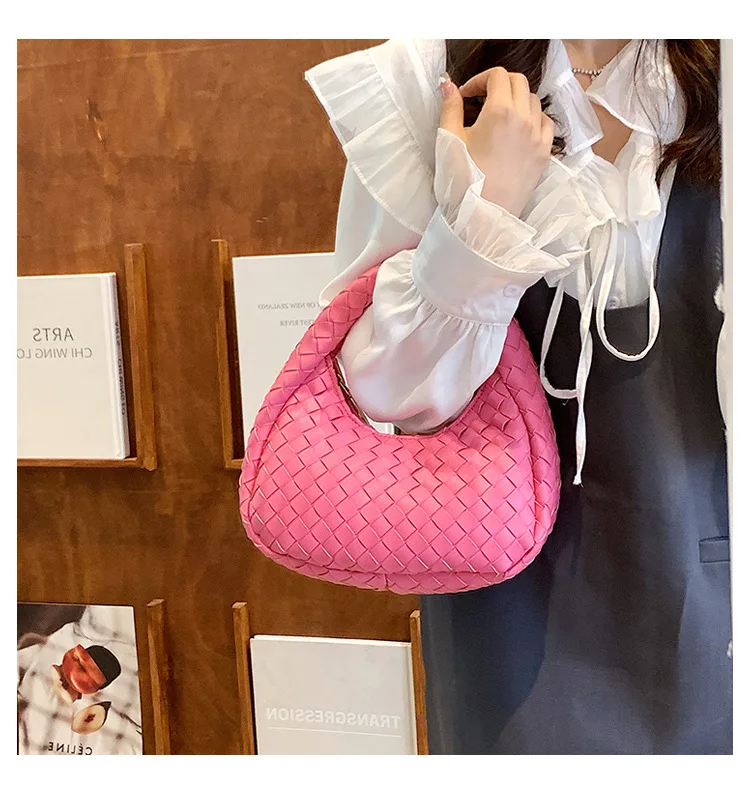 Dumpling Type Pu Leather Handbags Fashion Woven Women Bags Shoulder Bag Casual Womens Tote Bags RY74190