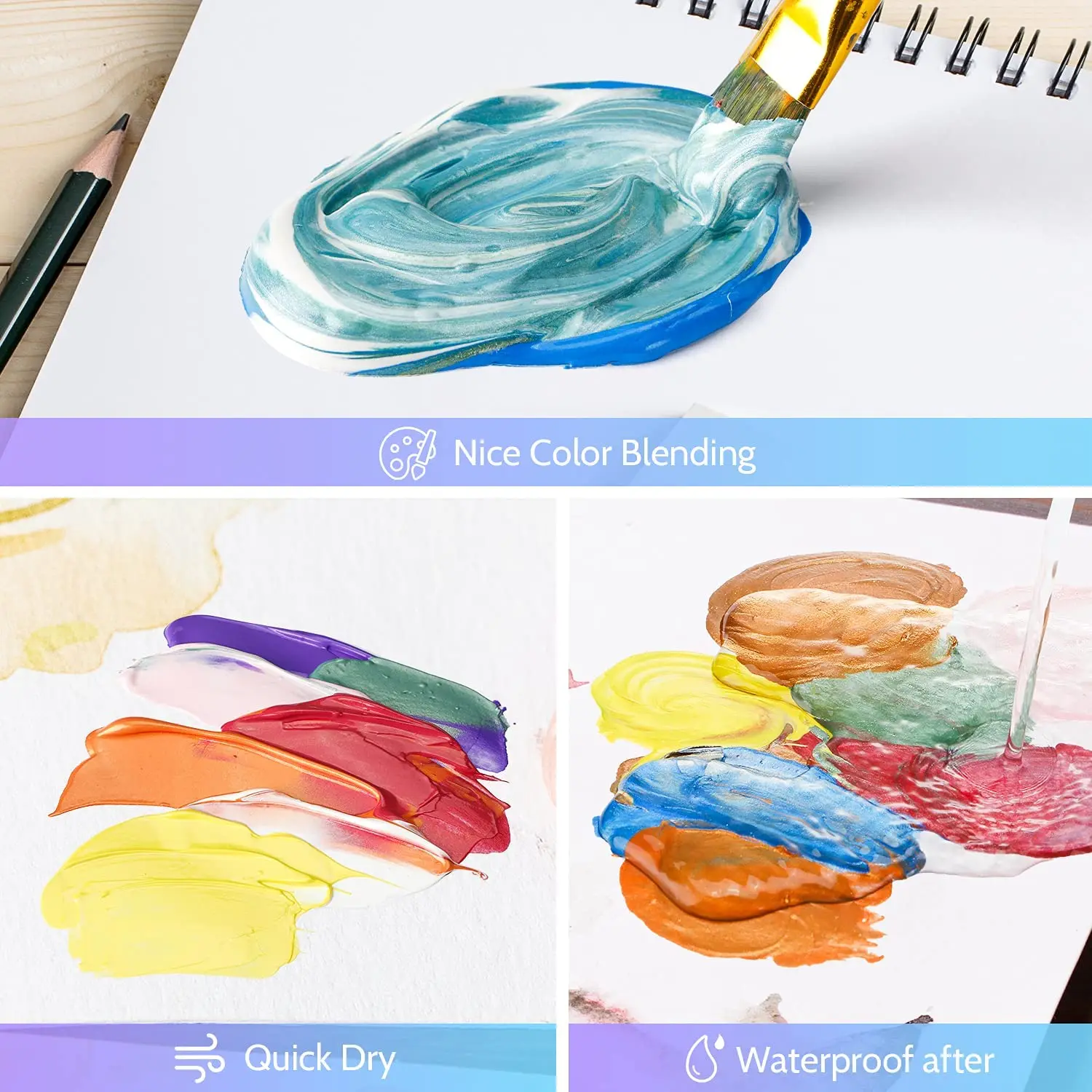 24 vivid metallic acrylic paint set colors professional paints acrylic for artist and student