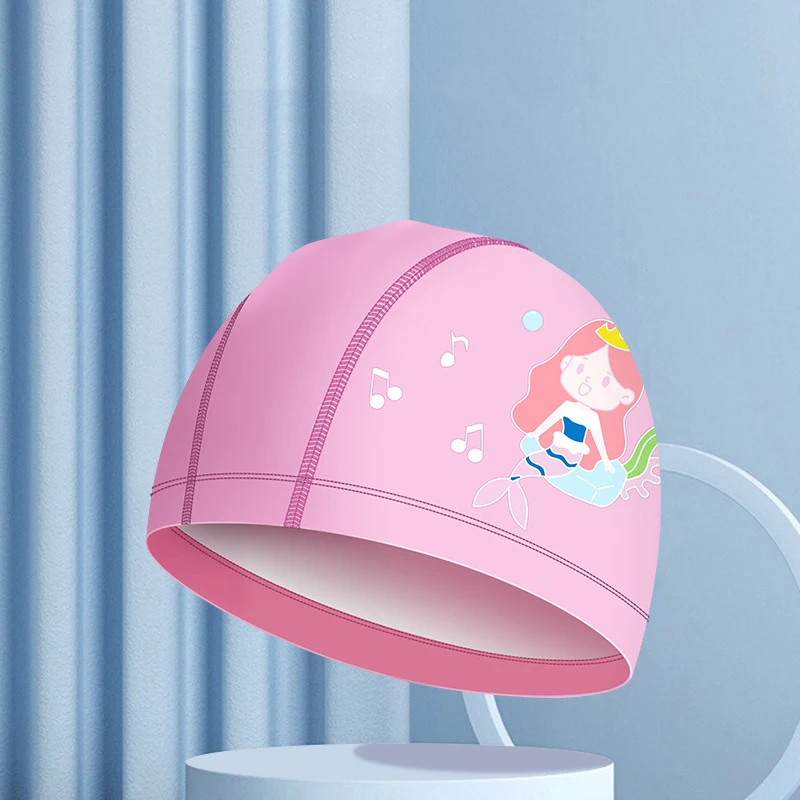 Kids Swim Cap High Elastic Waterproof Swim Bath Cap Cute Cartoon Style Swim Hat For Boys And Girls