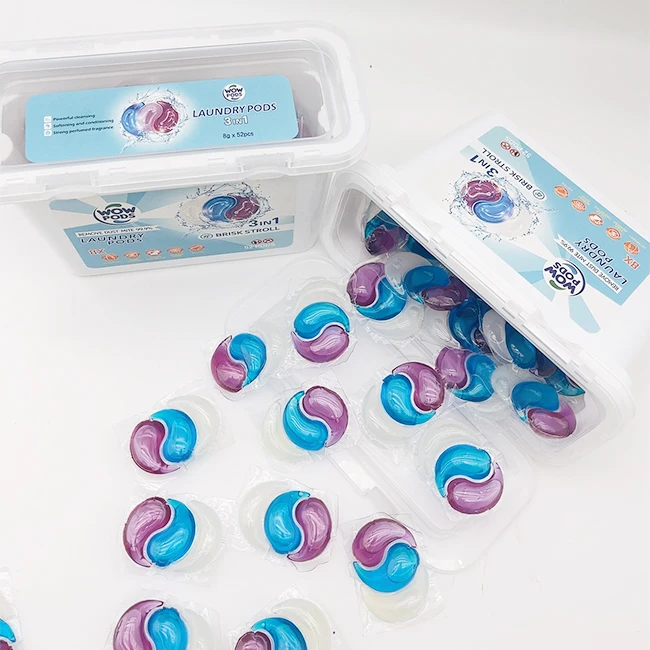 Wholesale Laundry Detergent OEM 3in1 Clothes Washing Apparel Pods Liquid Soap