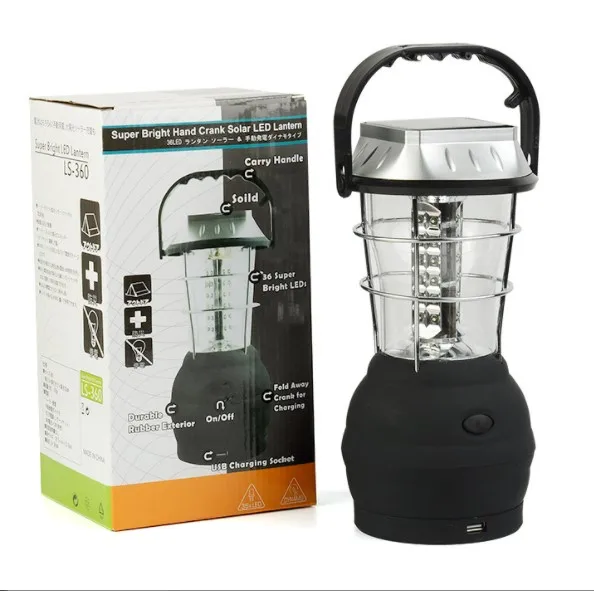 Outdoor waterproof hanging 36 63 Led big size large usb power dynamo rechargeable hand crank solar camping lantern lamp light