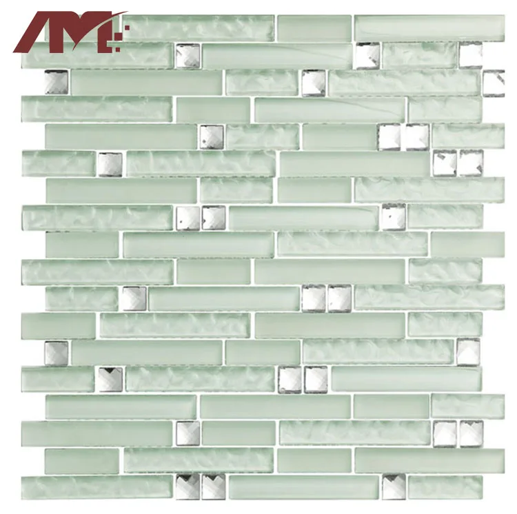 china factory light green bathroom wall crystal glossy glass mosaic tile