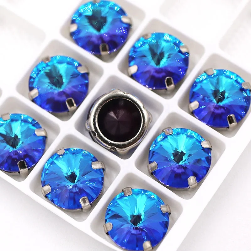 K9 Glass Mocha Fluorescent Round Shape Flatback Sewing Rhinestones