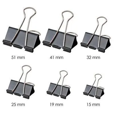 China Manufacturer binder clip black large metal stainless steel paper binder clips