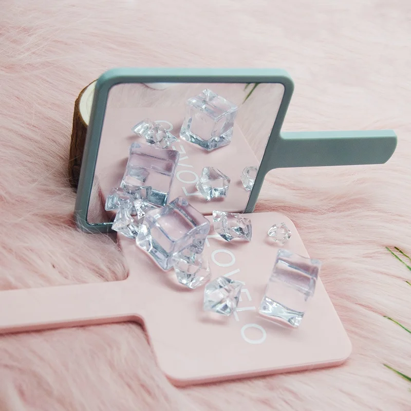 Private Label Customized Logo hand held mirror Single Side Plastic Small Handheld Square Cosmetic Hand Mirrors