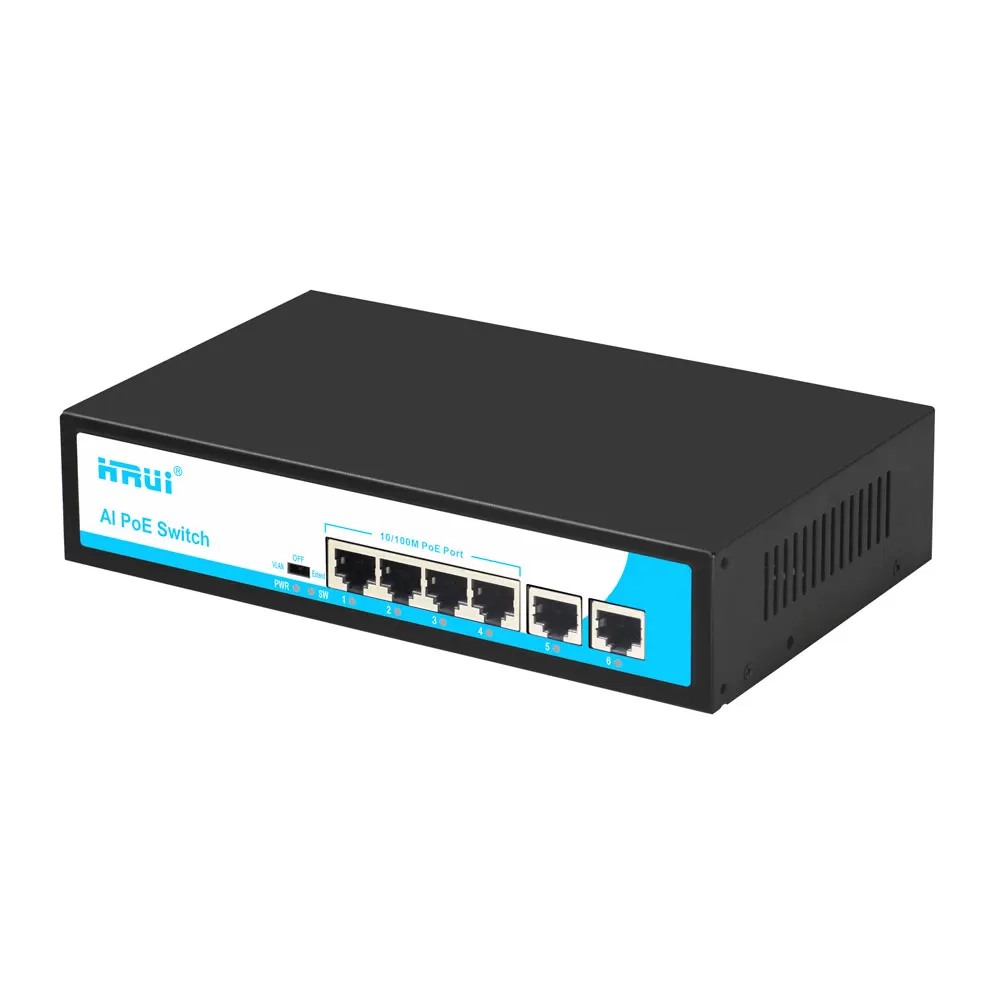  Лучшая цена высокоскоростной Ethernet VLAN 2 Uplink AI умный PoE коммутатор с 4 портами для IP-Камеры