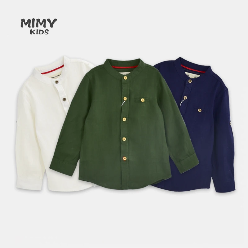 Рубашка с длинным рукавом в полоску и однотонная 100%