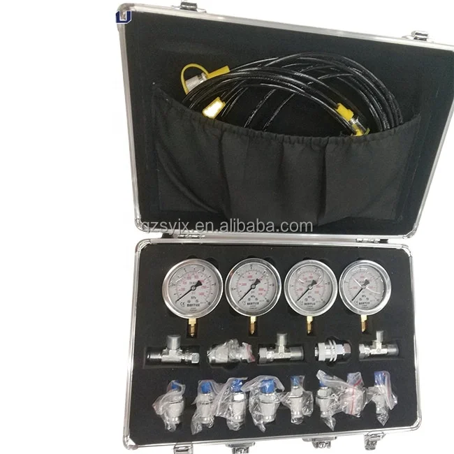 Excavator Hydraulic Pressure Measurement Kit 4 Gauge Hydraulic Pressure Gauge Set