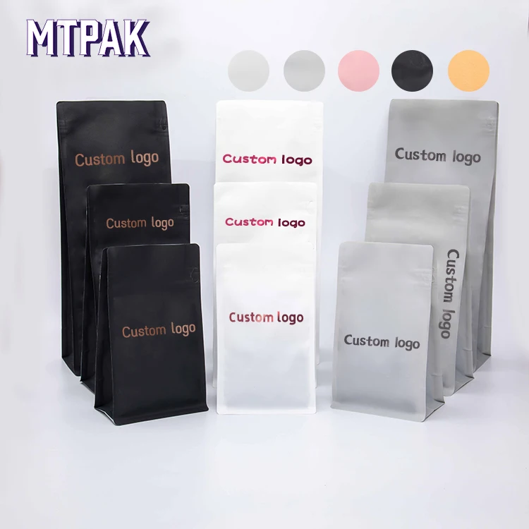 100% recyclable custom logo printed zip lock coffee bean bag with valve