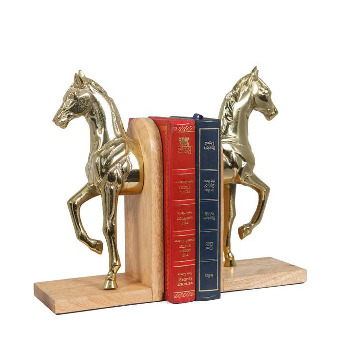 Riding Horse Aluminium Bookends Sets Hot Selling Top Quality Aluminium Horse Book Holder Unique Design Metal Horse Stands