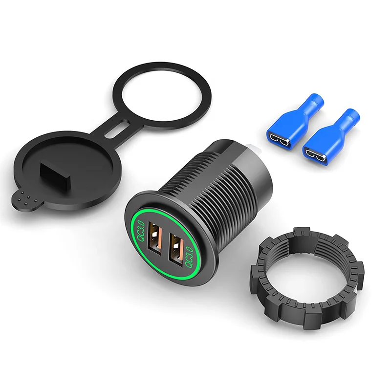 PD Type c and QC3.0 USB C Outlet Waterproof adapter Port Built-in car usb socket charger 12V/24V Car Power for Marine Boat Motor