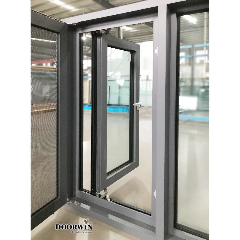 Doorwin высококачественное серое алюминиевое окно для дома створчатое выдвижное