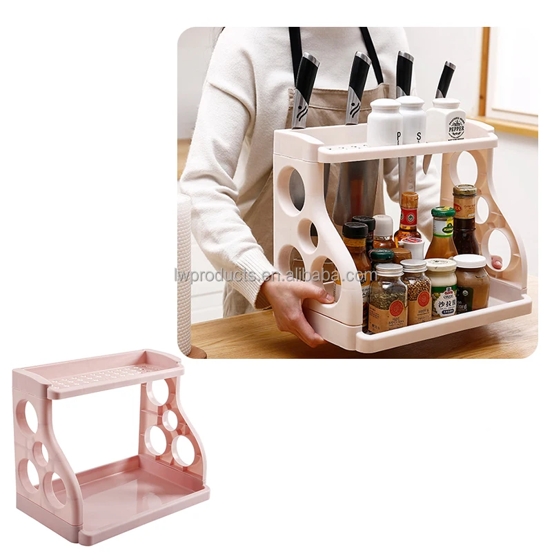 Plastic Multifunction Knife Organization Stand Seasoning Spice Jar Bottle Shelf Organizer Holder Kitchen Storage Racks